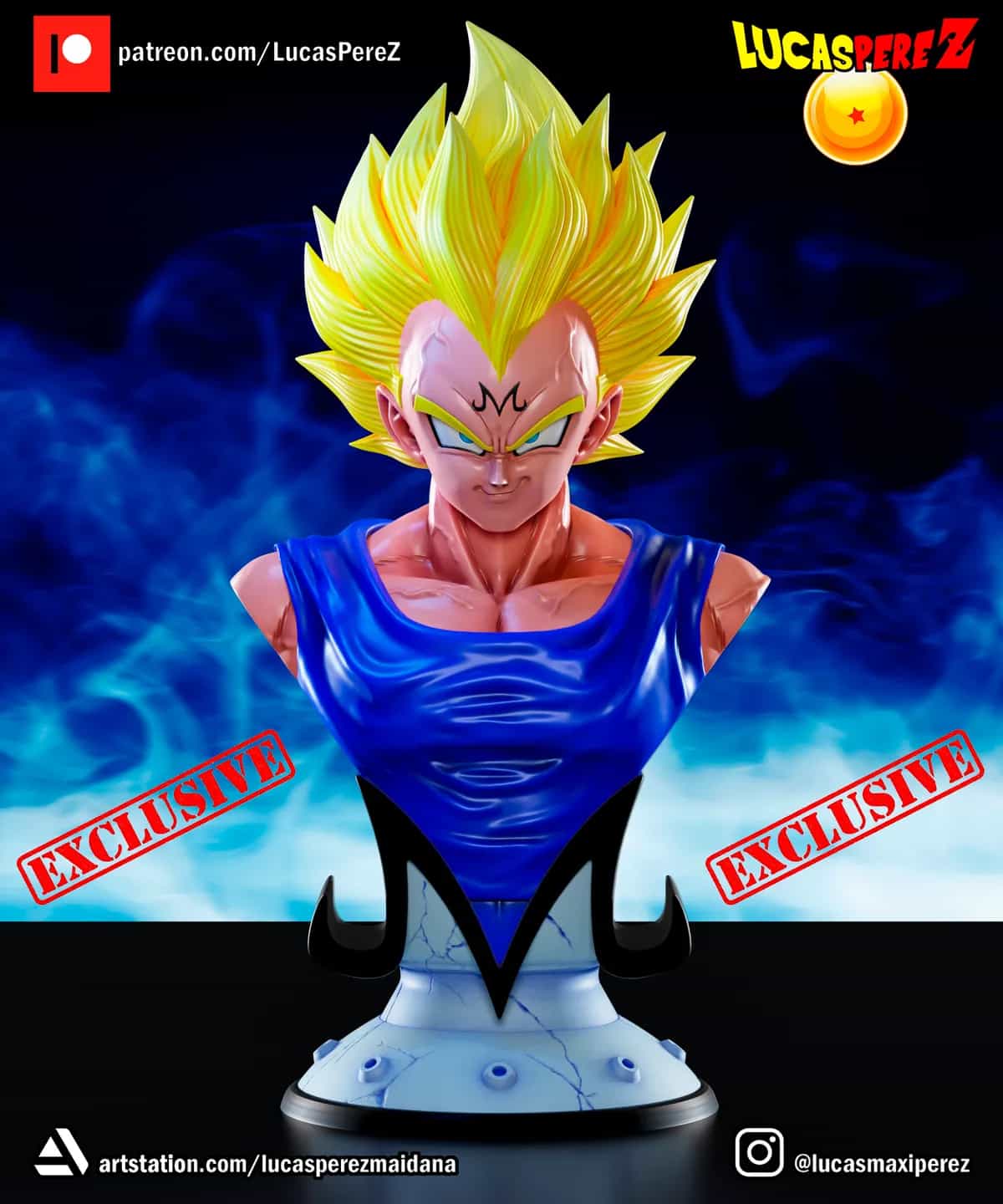 Busto de Majin Vegeta - Dragon Ball